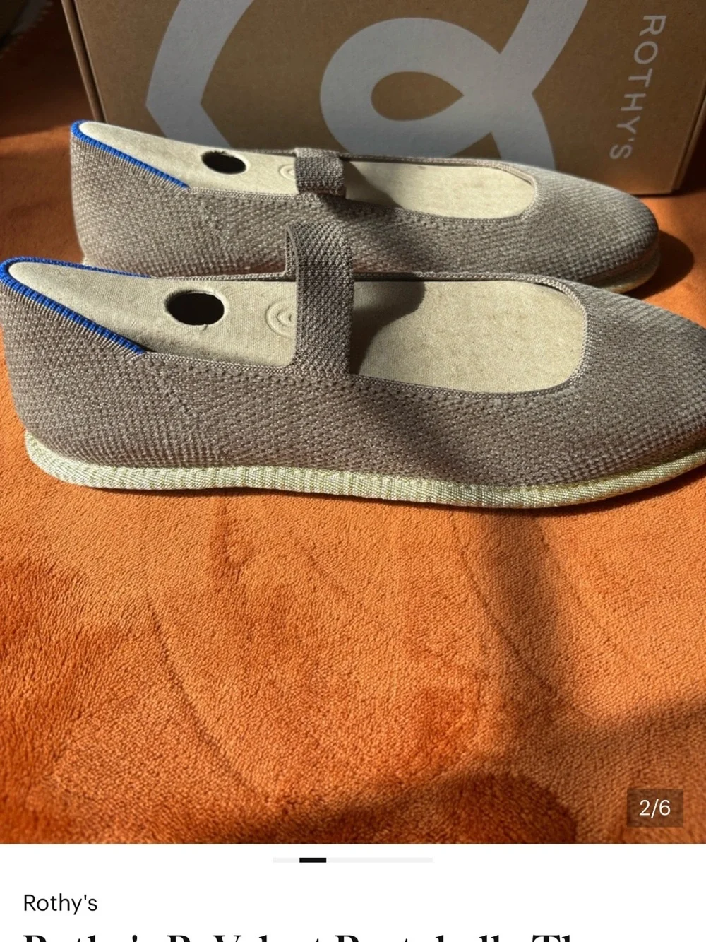 Rothy's Kids Brown Mary Jane Flats with Blue Trim